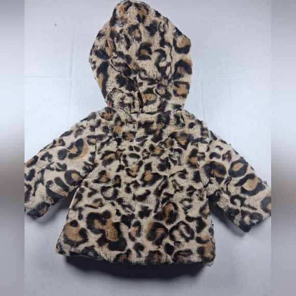 Pistachio Brand Cheetah Print Faux Baby Coat With Hood Size 6M - Picture 2 of 7